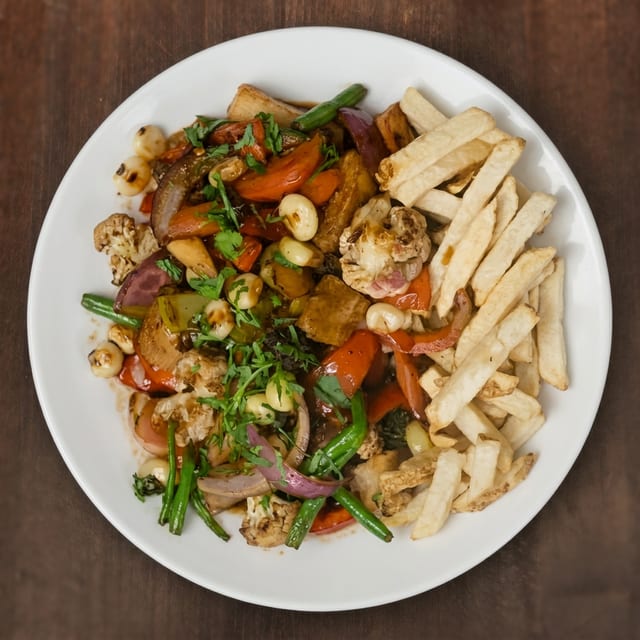 Family Style Veggie Saltado.