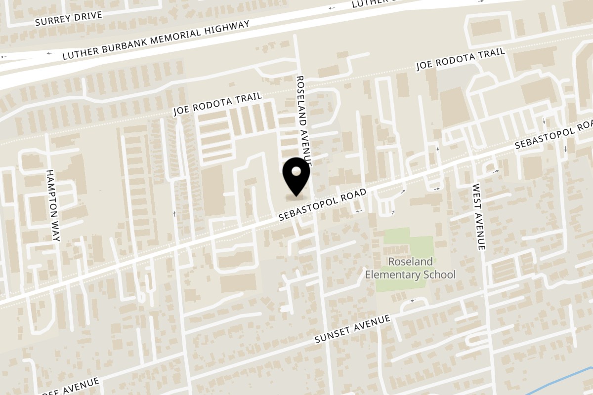 Map showing the location of Sazon Peruvian Cuisine & Deli on 1129 Sebastopol Road in Santa Rosa